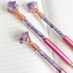 ✨Amethyst Crystal Pink and Purple Gem Ballpoint Pens✨